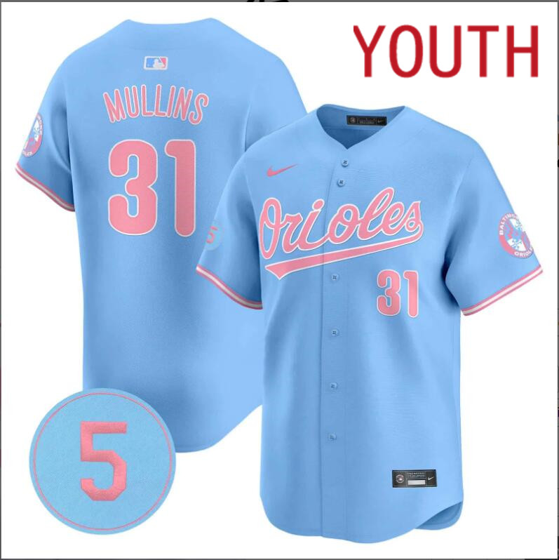 Youth  Baltimore Orioles  #31 Mullins blue  2024 Nike MLB jersey